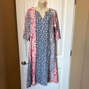 Floral Patchwork Maxi Dress - Blue and Pink floral. Lightweight. Size small.